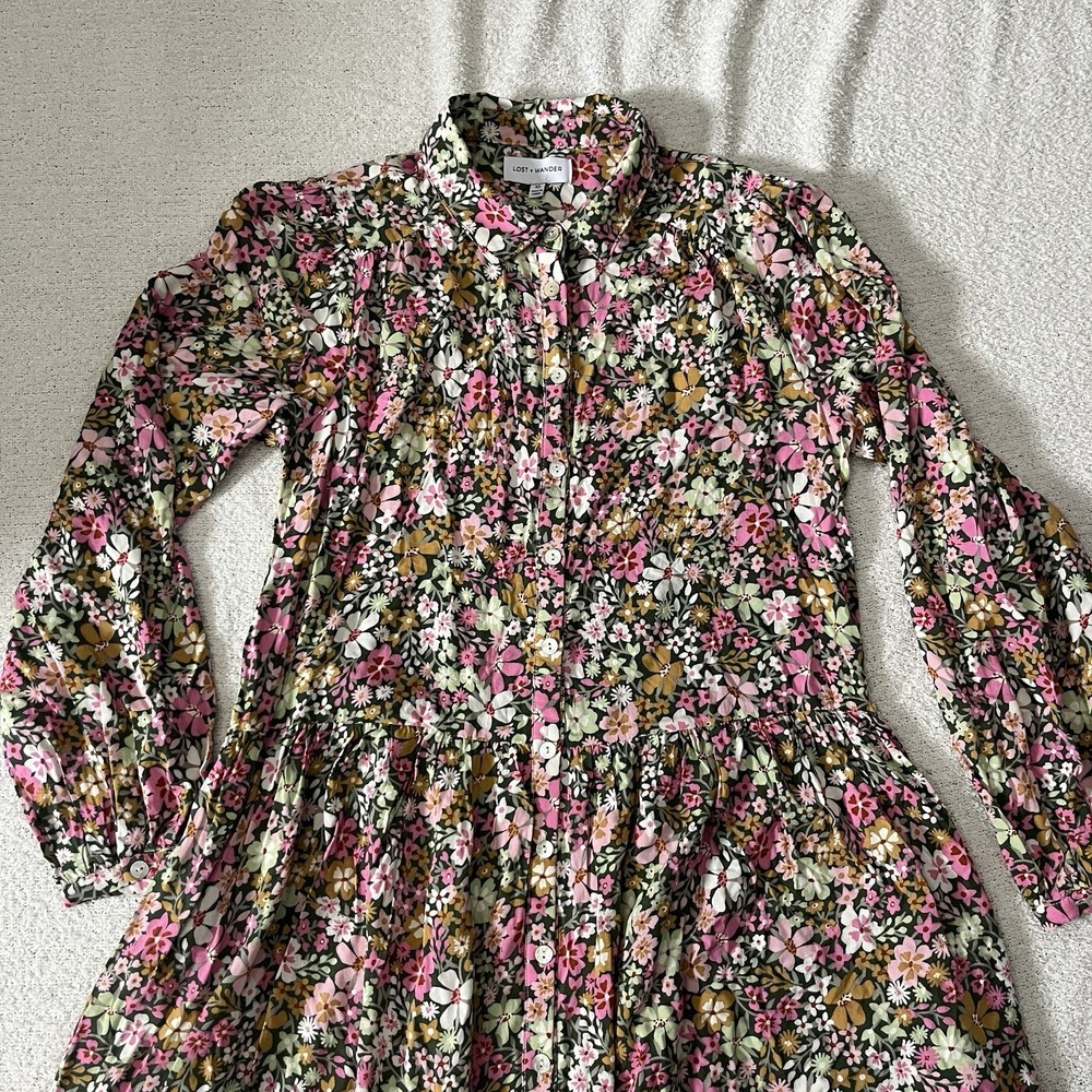 Anthropologie Lost + Wonder Floral Dress Long Sleeve Floral Size XS Full Length